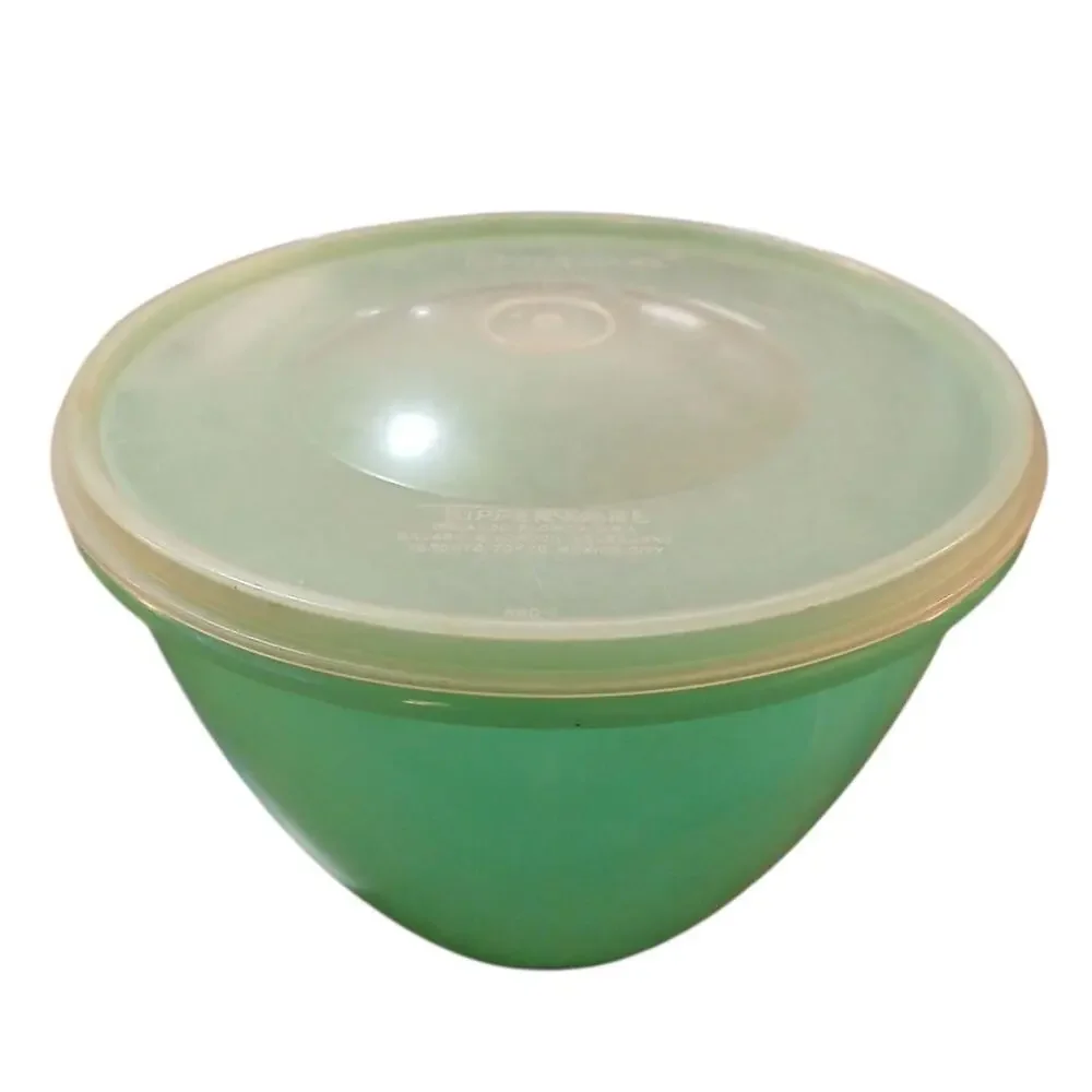 Vintage Tupperware 3pc Crisp-It Lettuce Keeper Lid & Spike Jadite Green 679-8‎